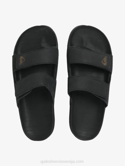 Quiksilver PJ4H1286 moški Črna usnjeni sandali z dvojno nastavitvijo Rivi