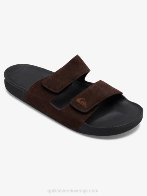 Quiksilver PJ4H1287 moški rjava/črna usnjeni sandali z dvojno nastavitvijo Rivi