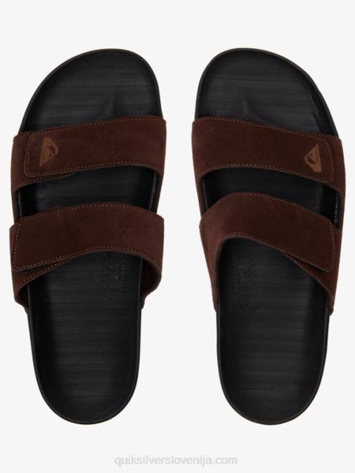 Quiksilver PJ4H1287 moški rjava/črna usnjeni sandali z dvojno nastavitvijo Rivi