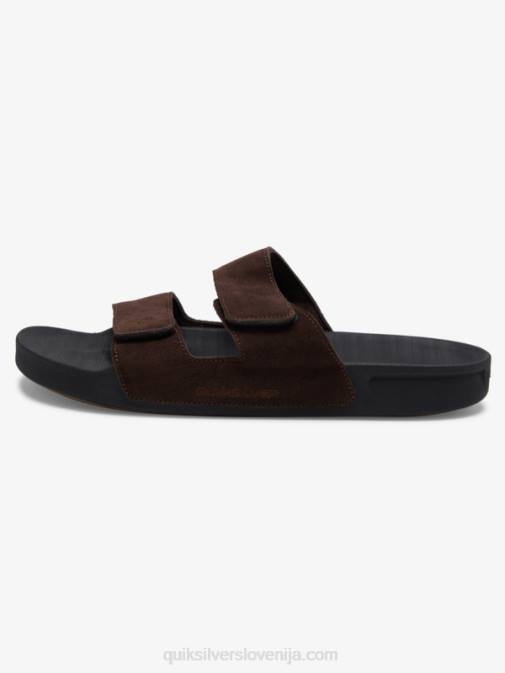 Quiksilver PJ4H1287 moški rjava/črna usnjeni sandali z dvojno nastavitvijo Rivi