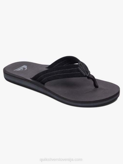 Quiksilver PJ4H1632 moški trdna črna usnjeni sandali iz semiša Carver