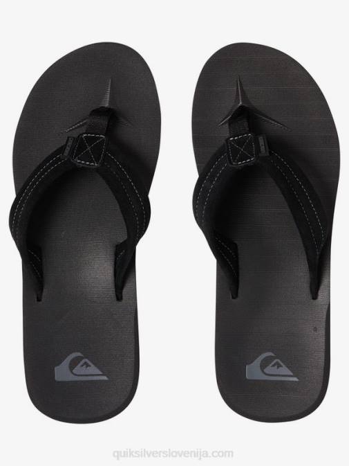 Quiksilver PJ4H1632 moški trdna črna usnjeni sandali iz semiša Carver