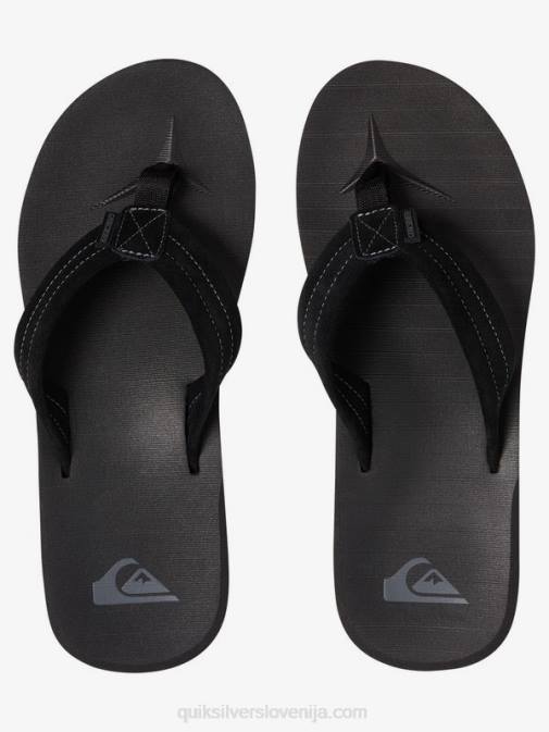 Quiksilver PJ4H1632 moški trdna črna usnjeni sandali iz semiša Carver