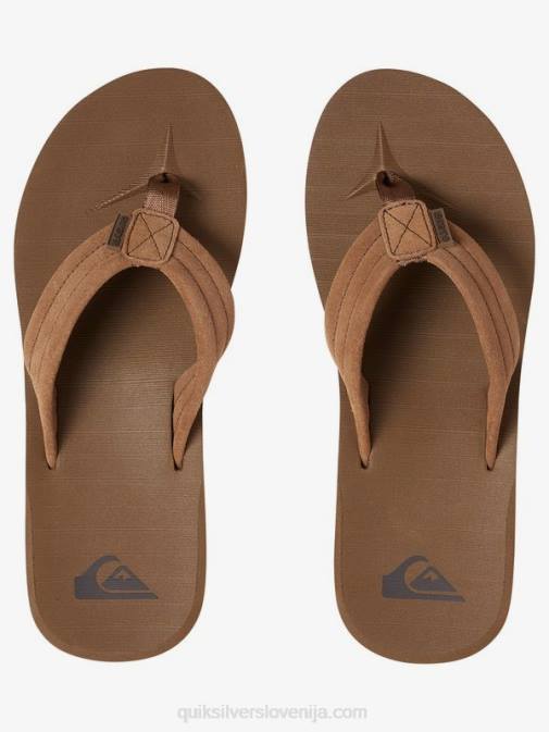 Quiksilver PJ4H1633 moški tan - trdna usnjeni sandali iz semiša Carver