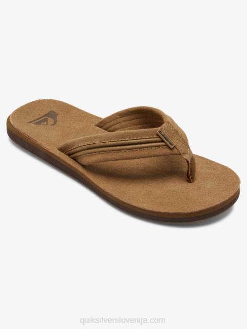 Quiksilver PJ4H1774 moški tan - trdna usnjeni sandali Carver