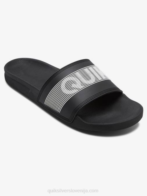 Quiksilver PJ4H689 moški črnobela rivi drsni sandali slide wordmark