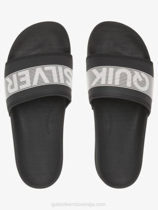 Quiksilver PJ4H689 moški črnobela rivi drsni sandali slide wordmark