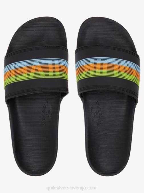 Quiksilver PJ4H693 moški črna/oranžna/modra rivi drsni sandali slide wordmark