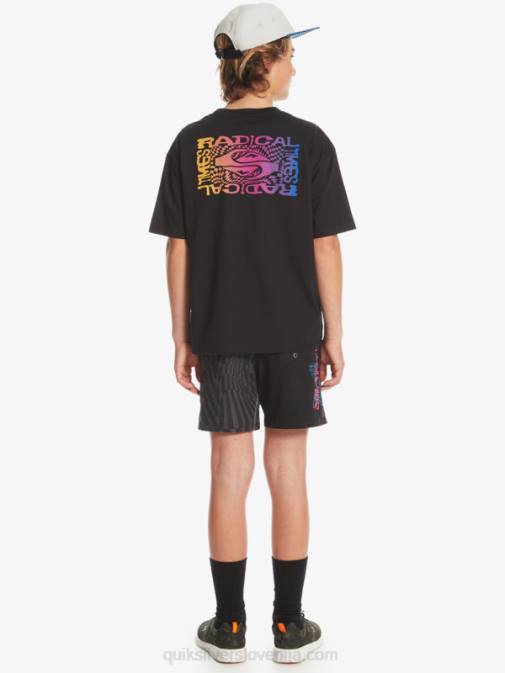 Quiksilver PJ4H1966 fantje Črna Majica z radikalno zastavo 8-16