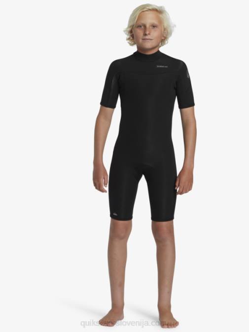 Quiksilver PJ4H2040 fantje Črna 8-16 2/2 mm spomladanska obleka s kratkimi rokavi in ​​zadrgo za vsakodnevno uporabo