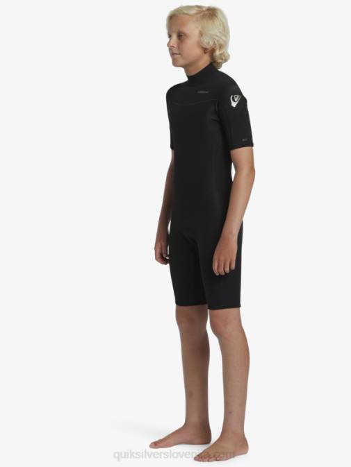 Quiksilver PJ4H2040 fantje Črna 8-16 2/2 mm spomladanska obleka s kratkimi rokavi in ​​zadrgo za vsakodnevno uporabo