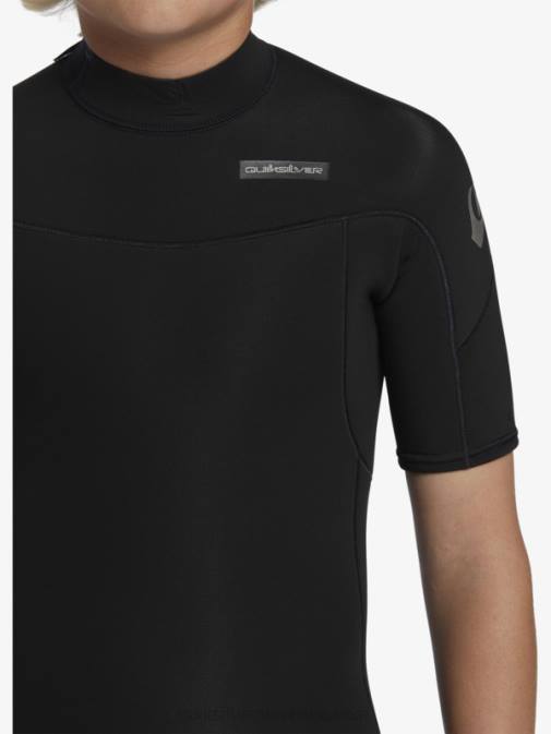 Quiksilver PJ4H2040 fantje Črna 8-16 2/2 mm spomladanska obleka s kratkimi rokavi in ​​zadrgo za vsakodnevno uporabo