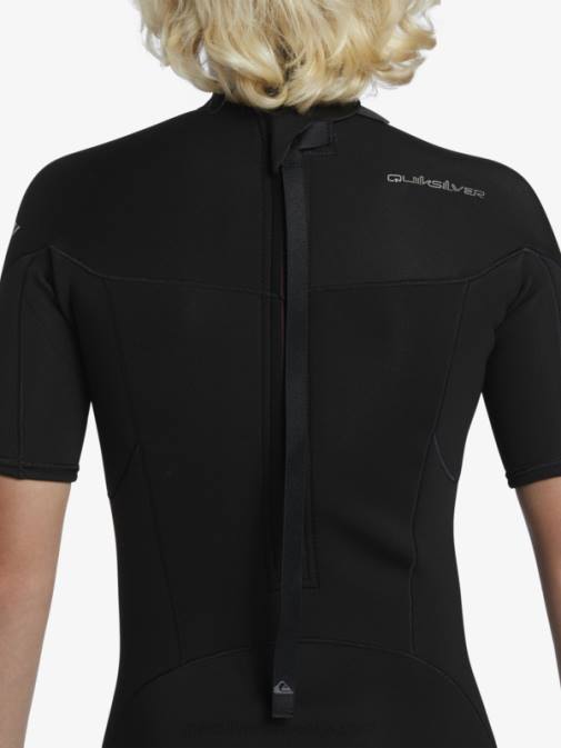 Quiksilver PJ4H2040 fantje Črna 8-16 2/2 mm spomladanska obleka s kratkimi rokavi in ​​zadrgo za vsakodnevno uporabo