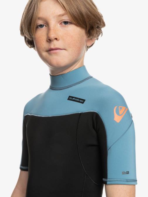 Quiksilver PJ4H2041 fantje črna/provincialno modra 8-16 2/2 mm spomladanska obleka s kratkimi rokavi in ​​zadrgo za vsakodnevno uporabo