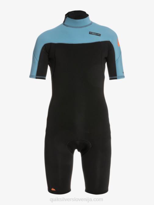 Quiksilver PJ4H2041 fantje črna/provincialno modra 8-16 2/2 mm spomladanska obleka s kratkimi rokavi in ​​zadrgo za vsakodnevno uporabo