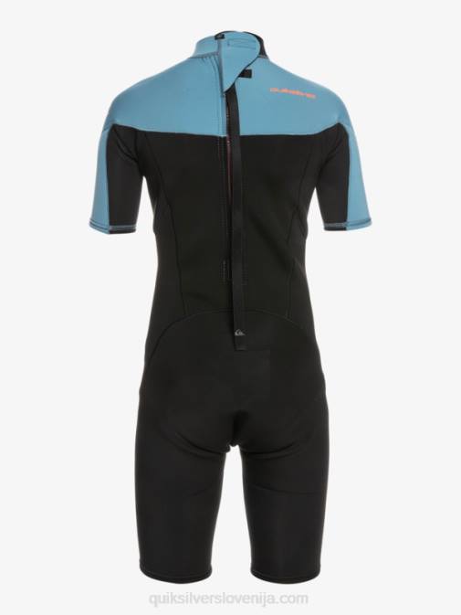 Quiksilver PJ4H2041 fantje črna/provincialno modra 8-16 2/2 mm spomladanska obleka s kratkimi rokavi in ​​zadrgo za vsakodnevno uporabo