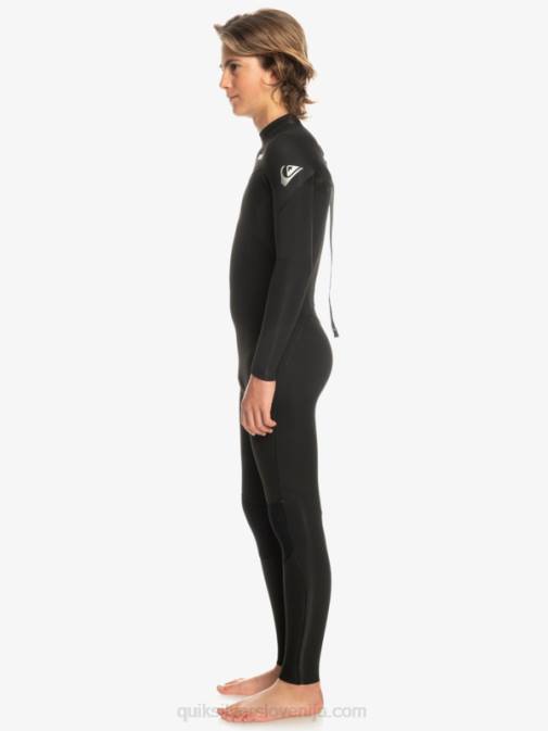 Quiksilver PJ4H2224 fantje Črna 8-16 3/2 mm neoprenska obleka z zadrgo za vsakodnevne seje