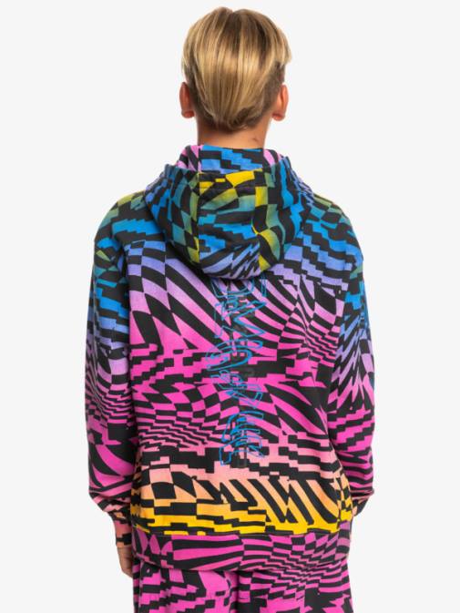 Quiksilver PJ4H2051 fantje roza glo radikalni časi 231 8-16 radikalno krat prevelik pulover s kapuco
