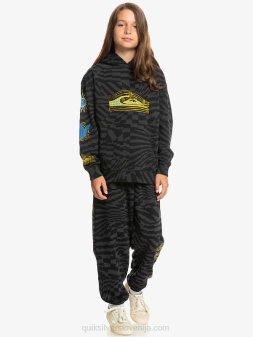 Quiksilver PJ4H2052 fantje čas črnega radikala 231 8-16 radikalno krat prevelik pulover s kapuco