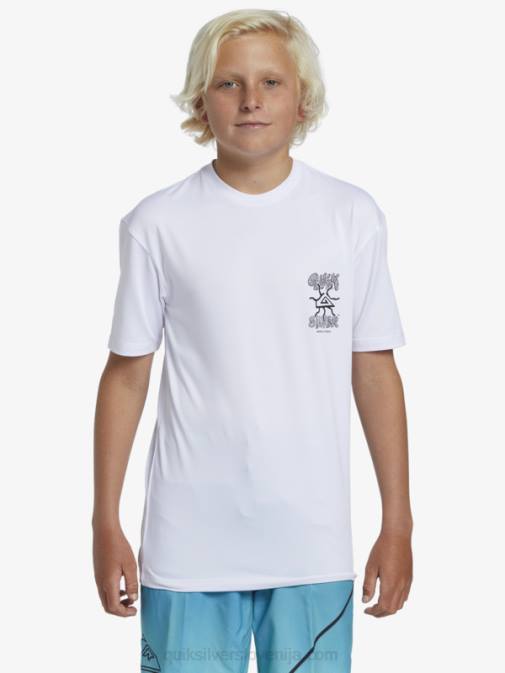 Quiksilver PJ4H2017 fantje bela 8-16 mix session upf 50 majica za surfanje s kratkimi rokavi