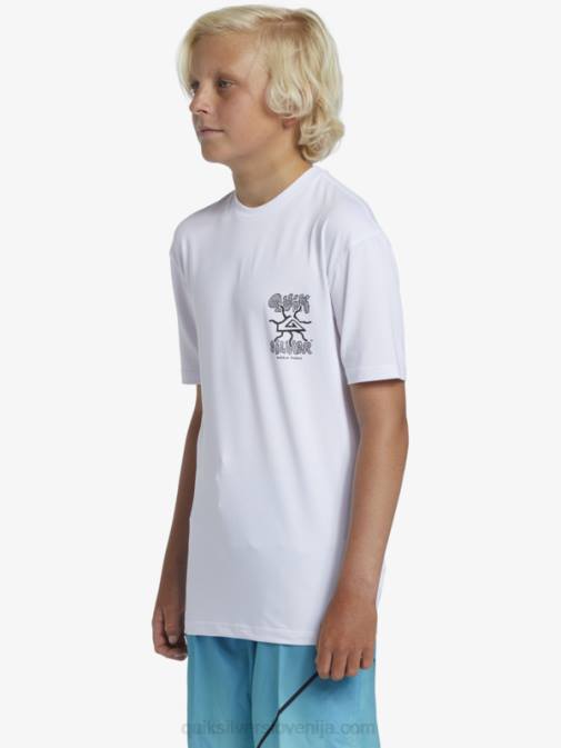Quiksilver PJ4H2017 fantje bela 8-16 mix session upf 50 majica za surfanje s kratkimi rokavi
