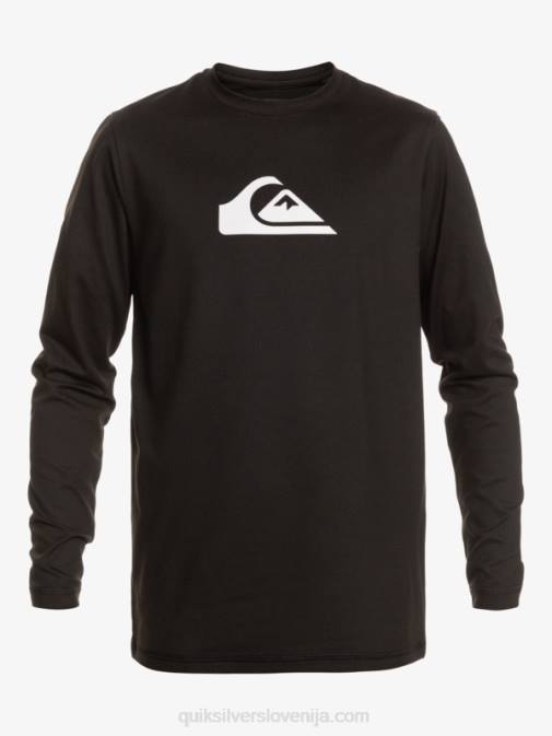 Quiksilver PJ4H2117 fantje Črna Mladinska deskarska majica l/sl s trdnim nizom 8–16