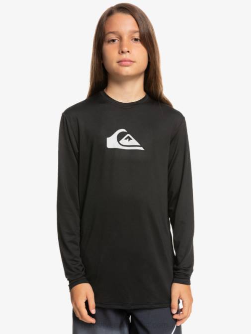 Quiksilver PJ4H2117 fantje Črna Mladinska deskarska majica l/sl s trdnim nizom 8–16