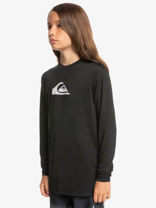 Quiksilver PJ4H2117 fantje Črna Mladinska deskarska majica l/sl s trdnim nizom 8–16