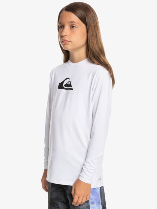 Quiksilver PJ4H2118 fantje bela Mladinska deskarska majica l/sl s trdnim nizom 8–16