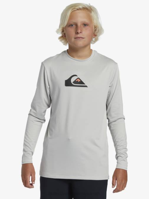 Quiksilver PJ4H2119 fantje sivo vijolična Mladinska deskarska majica l/sl s trdnim nizom 8–16