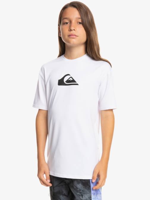 Quiksilver PJ4H2132 fantje bela Majica s kratkimi rokavi s kratkimi rokavi 8-16 in upf 50