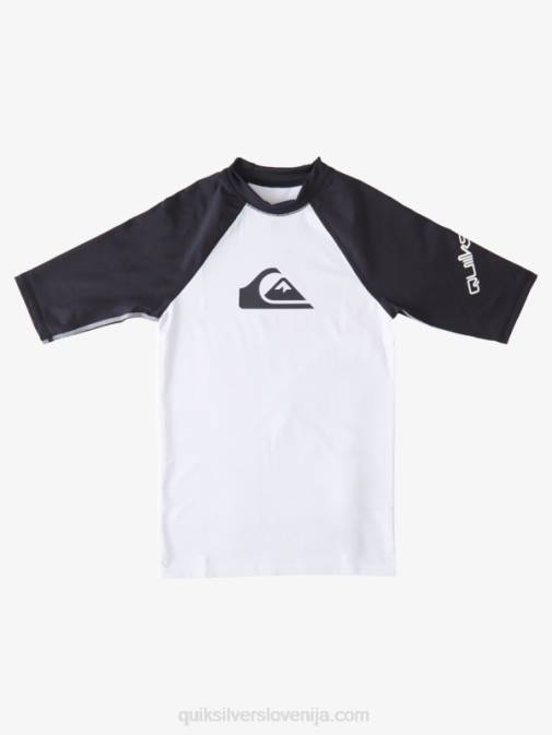 Quiksilver PJ4H2245 fantje bela/črna 8-16 ves čas kratki rokavi upf 50 rashguard