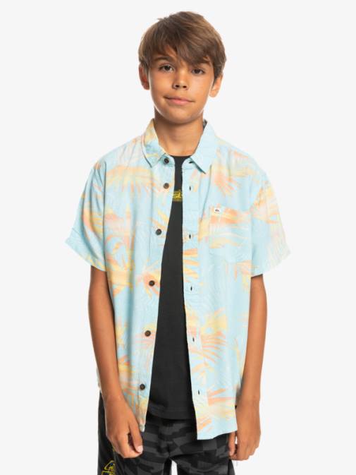 Quiksilver PJ4H2197 fantje nebesno modra raztrgana 8-16 strgana majica s kratkimi rokavi