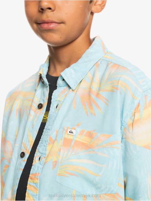 Quiksilver PJ4H2197 fantje nebesno modra raztrgana 8-16 strgana majica s kratkimi rokavi