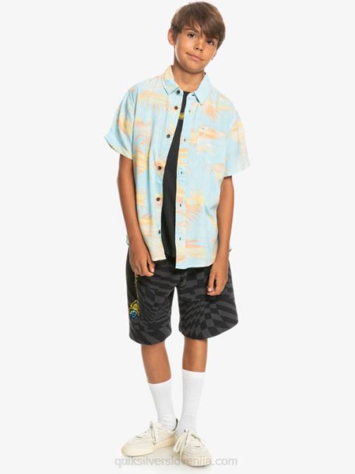 Quiksilver PJ4H2197 fantje nebesno modra raztrgana 8-16 strgana majica s kratkimi rokavi