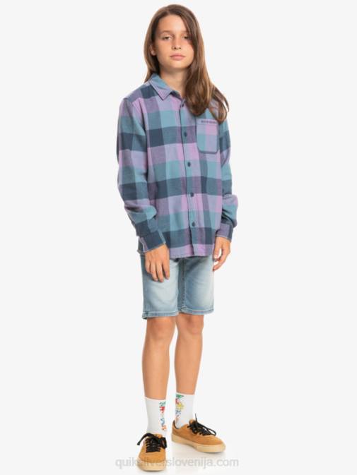 Quiksilver PJ4H2304 fantje insignija modra mati 8-16 flanelasta srajca z dolgimi rokavi v obliki mamice