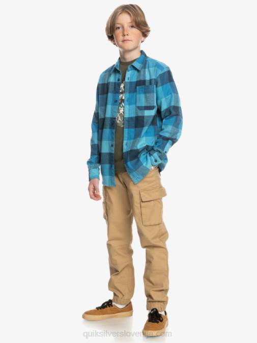 Quiksilver PJ4H2308 fantje delph modra materina muha 8-16 flanelasta srajca z dolgimi rokavi v obliki mamice