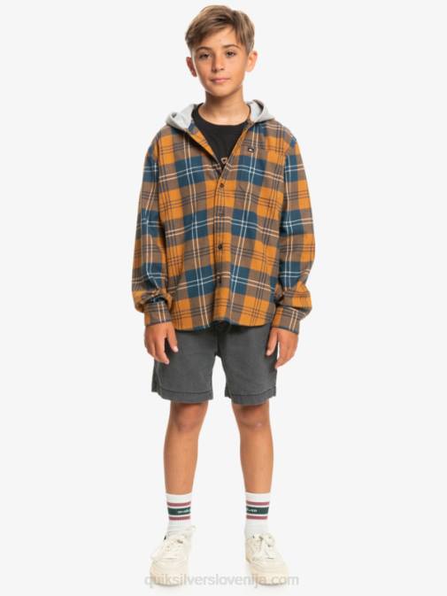Quiksilver PJ4H2309 fantje rjavi sladkor harelaw Halidon srajca s kapuco in dolgimi rokavi 8-16