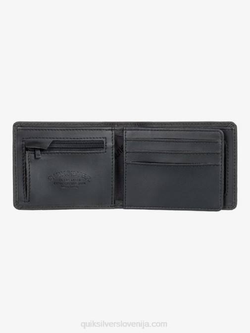 Quiksilver PJ4H1221 moški Črna mac tri-fold usnjena denarnica