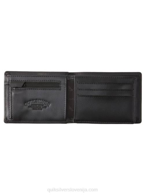 Quiksilver PJ4H1221 moški Črna mac tri-fold usnjena denarnica