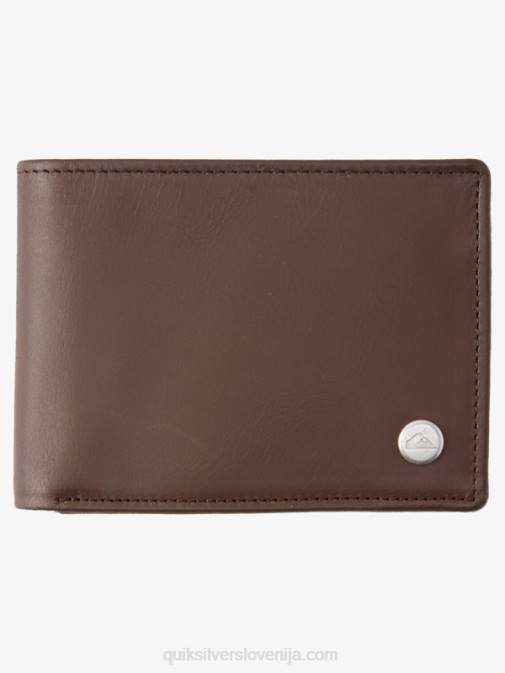 Quiksilver PJ4H1222 moški čokoladno rjava mac tri-fold usnjena denarnica