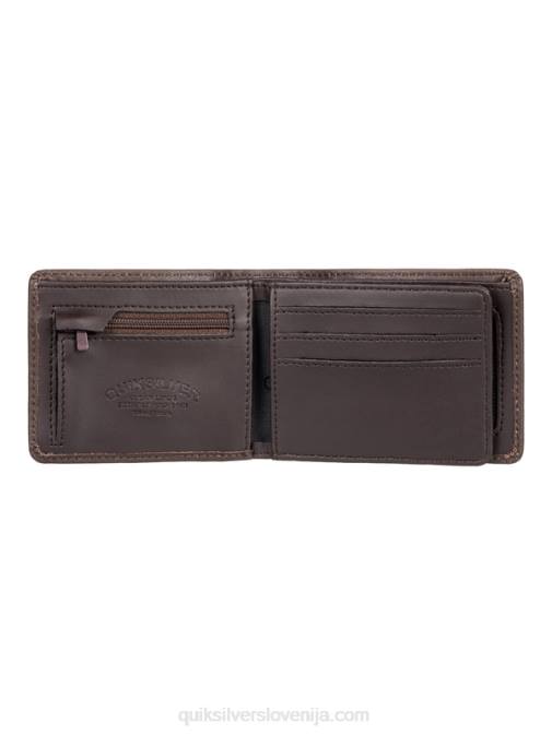 Quiksilver PJ4H1222 moški čokoladno rjava mac tri-fold usnjena denarnica