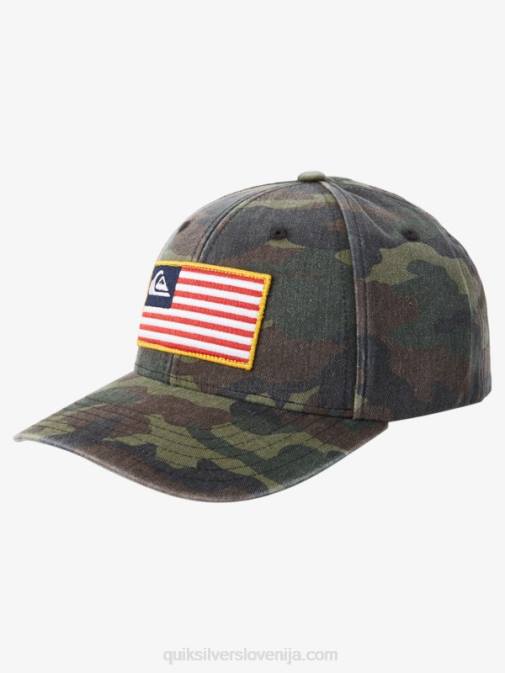Quiksilver PJ4H796 moški camo ozemljeni ameriški klobuk snapback
