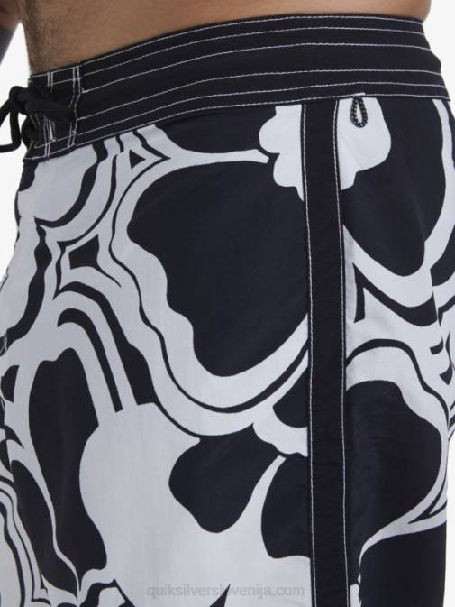 Quiksilver PJ4H1436 moški črni povratek kratke hlače za desko waterman throwback print 19