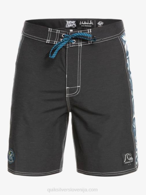 Quiksilver PJ4H1823 moški javier mendizabal - črn originalne kratke hlače iz konoplje iz praznega platna 18