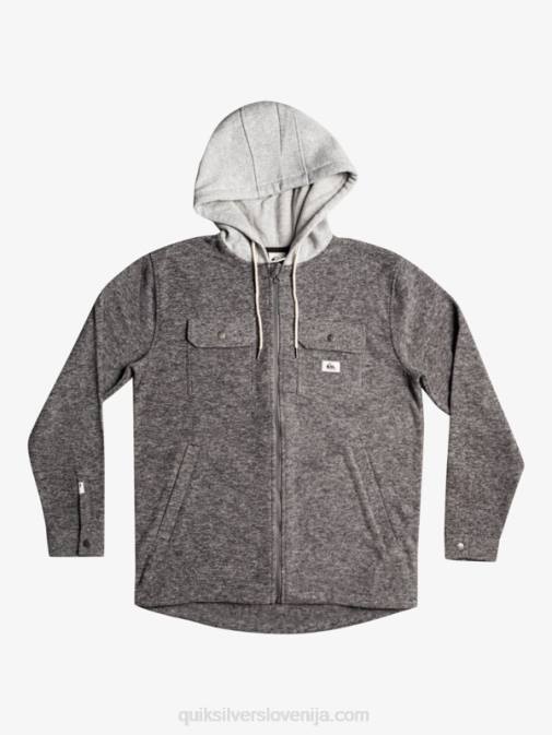 Quiksilver PJ4H1472 moški temno sivo vresje super napihnjena jakna iz flisa s kapuco in zadrgo