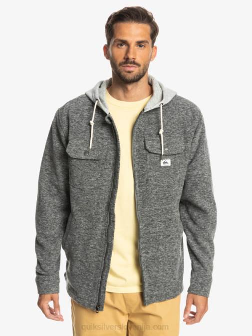 Quiksilver PJ4H1472 moški temno sivo vresje super napihnjena jakna iz flisa s kapuco in zadrgo