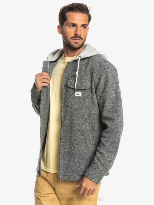 Quiksilver PJ4H1472 moški temno sivo vresje super napihnjena jakna iz flisa s kapuco in zadrgo