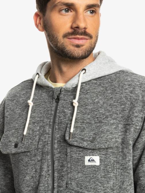Quiksilver PJ4H1472 moški temno sivo vresje super napihnjena jakna iz flisa s kapuco in zadrgo