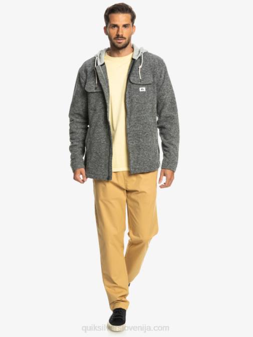 Quiksilver PJ4H1472 moški temno sivo vresje super napihnjena jakna iz flisa s kapuco in zadrgo